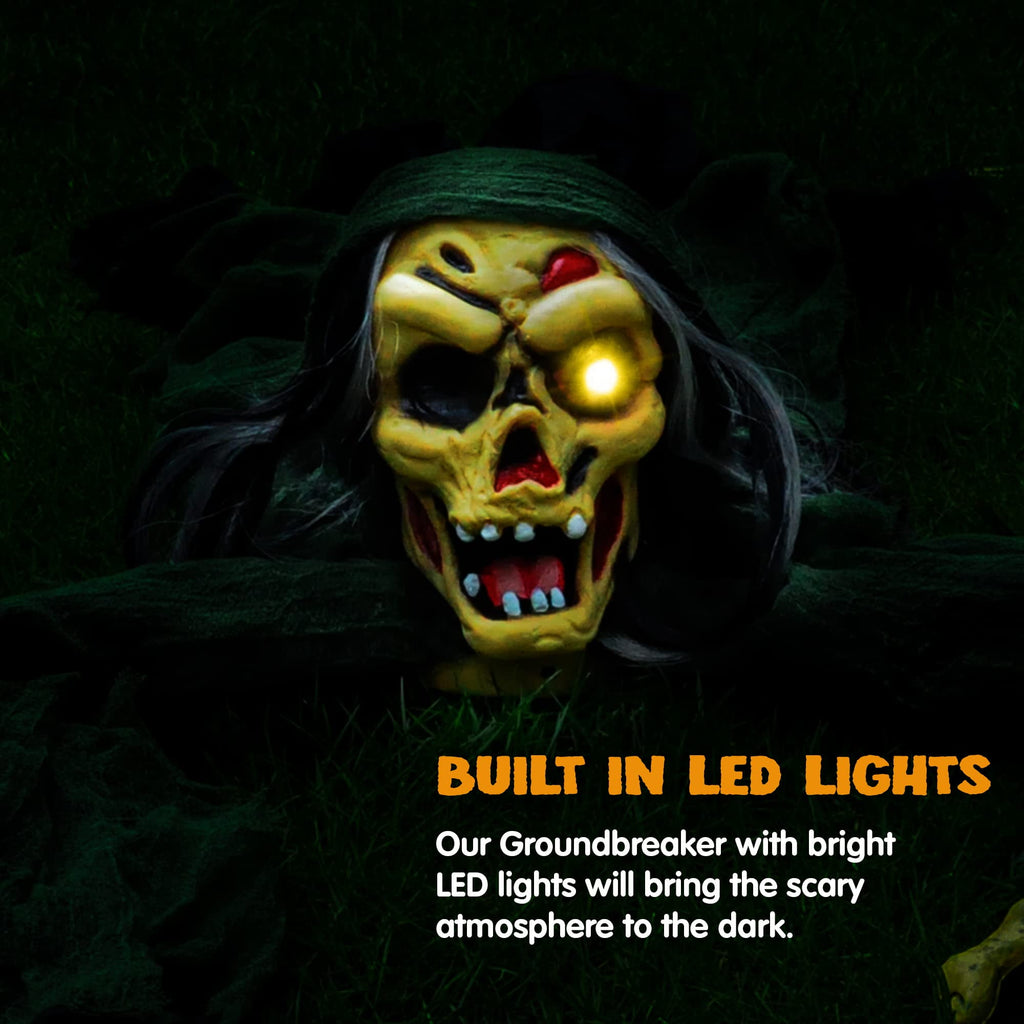 Joyfy Halloween Groundbreaker Halloween Decorations Zombie with Sound and Flashing Eyes,Outdoor Scary Halloween Yard Decorations,Haunted House Decorations