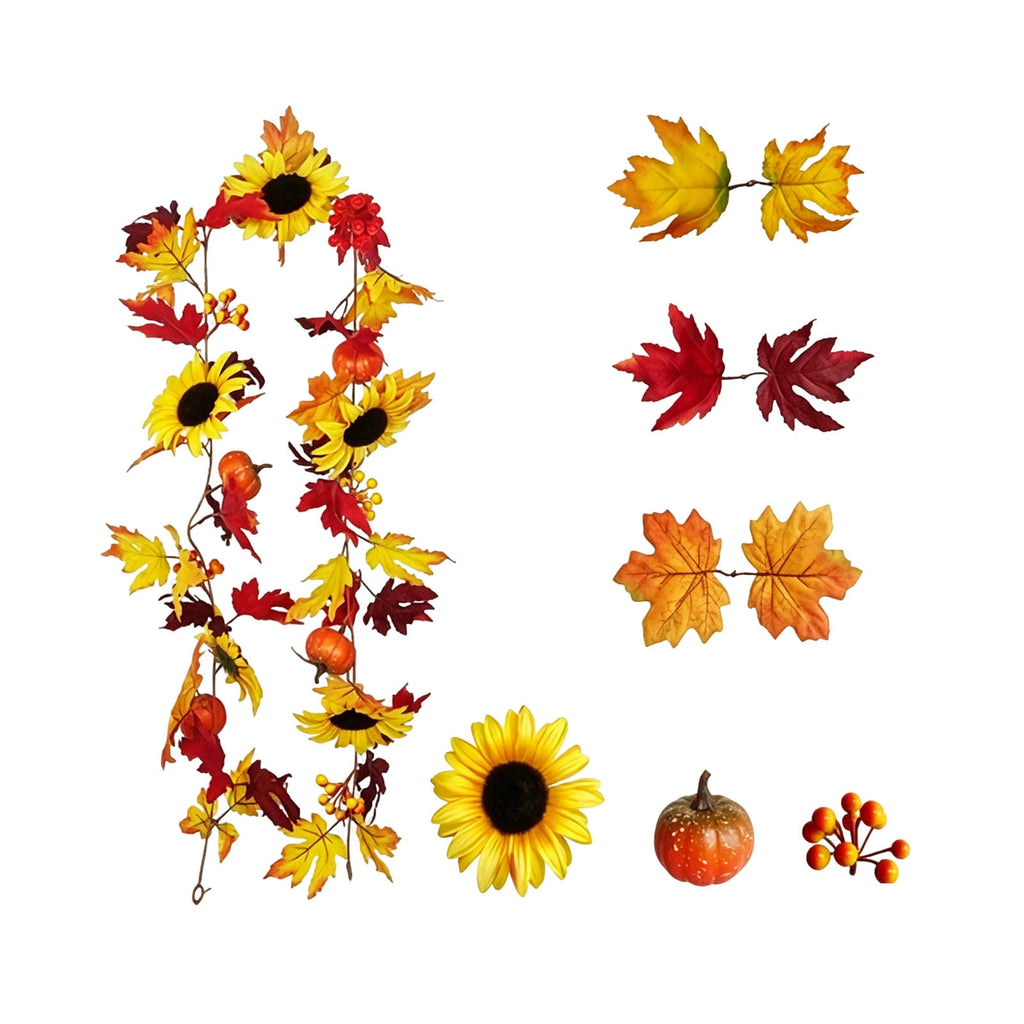 SPOORYYO 2Pcs Fall Maple Leaves Stems for Vase, Artificial Autumn Fake Leaves Decor, Maple Leaf Bushes Shrubs for Thanksgiving Halloween Home Farmhouse Table Centerpiece, 12.99" x 7.87"