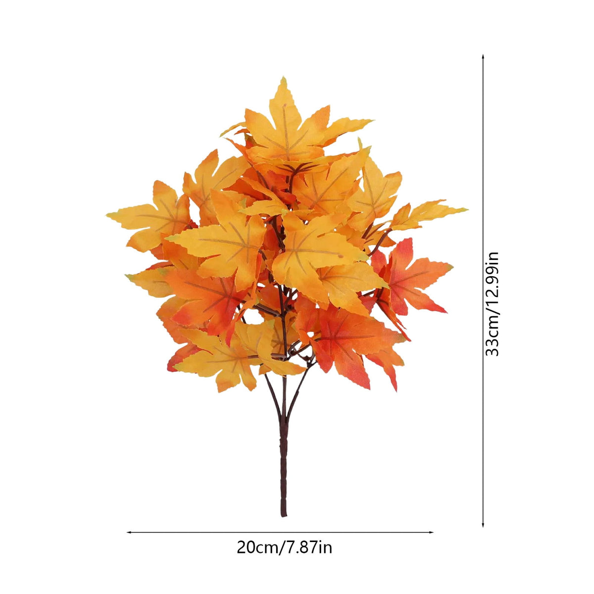 SPOORYYO 2Pcs Fall Maple Leaves Stems for Vase, Artificial Autumn Fake Leaves Decor, Maple Leaf Bushes Shrubs for Thanksgiving Halloween Home Farmhouse Table Centerpiece, 12.99" x 7.87"
