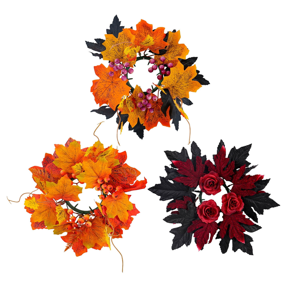 sruoe Halloween Decor, Artificial Wreaths, Halloween Decoration Outdoor, Fall Wreaths, Indoor Halloween Decoration, Halloween Candle Wreath Maple Leaf Decorative