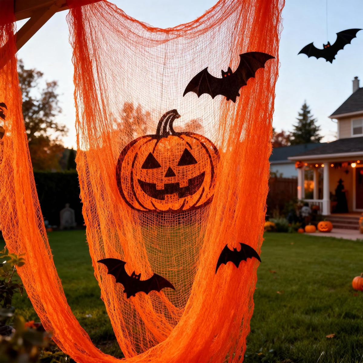 CQHVKQ 5 Pack of Halloween Creepy Gauze Cloth Decoration Set, Indoor Outdoor Black Scary Halloween Gauze Tapestry Decor, Spooky Decorations for Home, Yard, Haunted House & Party Supplies, 72" x 30"