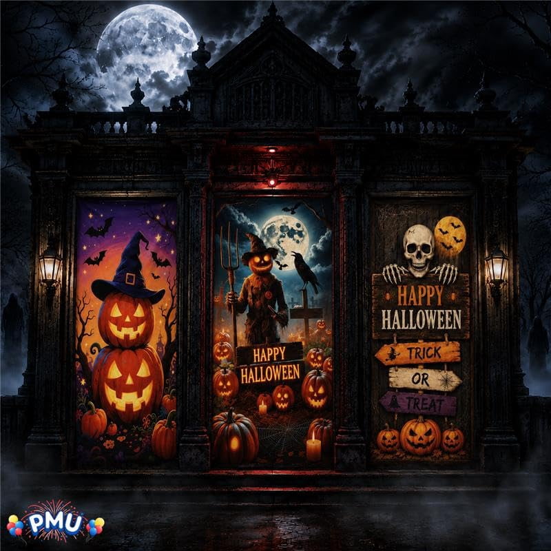 PMU Halloween Bathroom Door Cover, Halloween Decor, Door Decor
