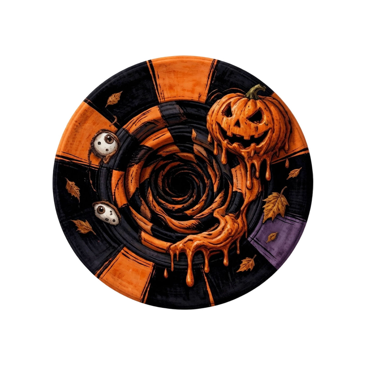Win s Way 3D Illusion Round Halloween Rug Optical Illusion Doormat Non- Washable Entryway Decor Spooky Fall Front Door Mat for Party Decoration Available in 15.8/23.6/31.5 Inch