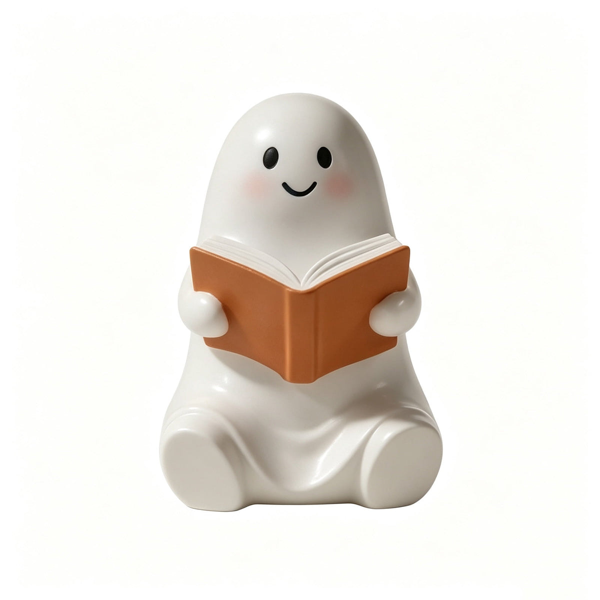 Halloween Ghost Figurine, Ghost Girl with Pink Bow & Hot Drink, Funny Ghost Statue Halloween Decor for Gift, Cute Spooky Tabletop Ornament for Home, Mantle, Desk & Party Decoration