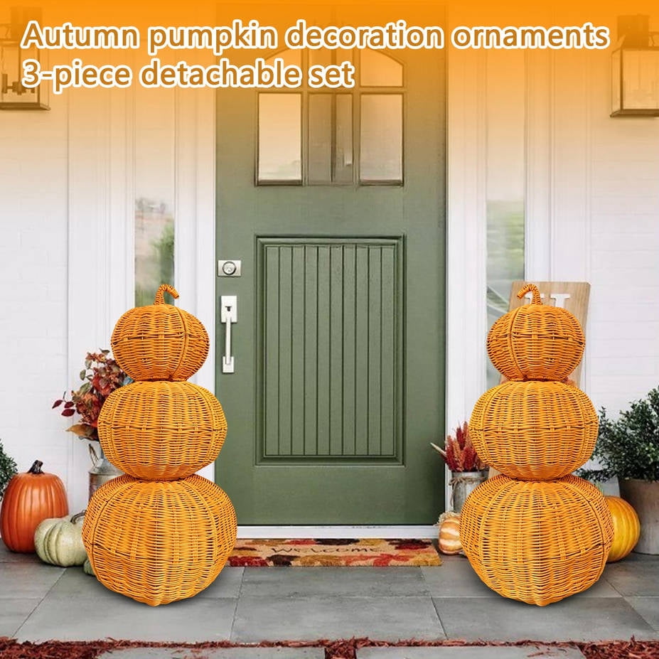 THOPBPRK 2026 Black Halloween Woven Pumpkin Jack-O'-Lantern, Halloween Decorations Pumpkin, USE LED Candle, Rattan Fall Halloween Decor for Home, 1Pack 11.8 Inch A