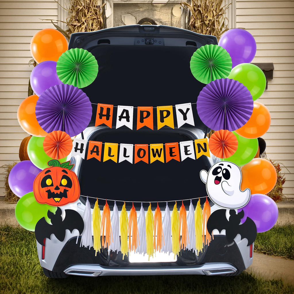 Joyfy Halloween Trunk or Treat Car Decorations Kit,Halloween Car Decorations Car Archway with Happy Halloween Theme