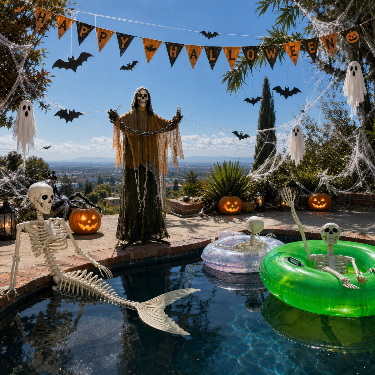 3.3 ft Halloween skeleton decoration, with movable joints, flexible skeleton for poses, scary skeleton suitable for indoor and outdoor Halloween decorations, haunted houses, courtyards, cemeteries
