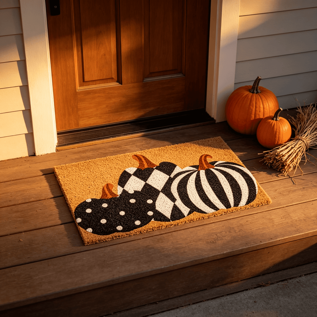 Halloween Pumpkin Doormat, Soft Non-Slip Indoor Outdoor Welcome Rug for Entryway Porch and Front Door