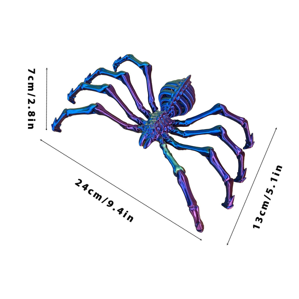3D Printed Hell Skeleton Wolf Spider, Movable Contraction Spider Toy Ornament, Halloween Spider Decorations, Desktop 3D Printed Wolf Spider Toy for Halloween Decor