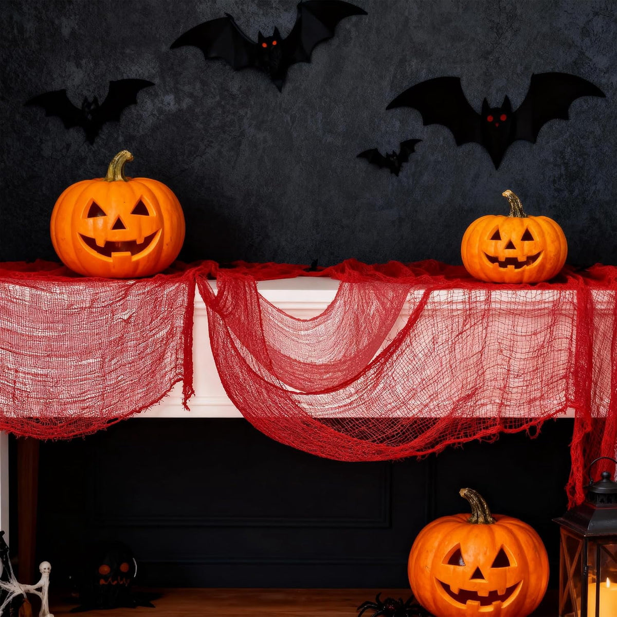 CQHVKQ 5 Pack of Halloween Creepy Gauze Cloth Decoration Set, Indoor Outdoor Black Scary Halloween Gauze Tapestry Decor, Spooky Decorations for Home, Yard, Haunted House & Party Supplies, 72" x 30"