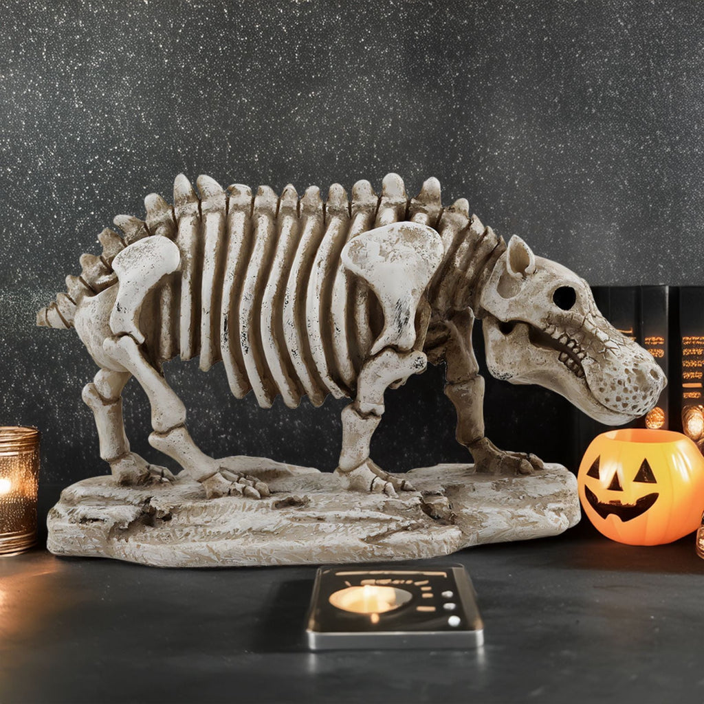 Realistic White Plastic Half Torso Skeleton Tabletop Prop, Detailed Human Half Skeleton Halloween Desktop Decor, Weatherproof Indoor Outdoor Reusable Spooky Party Ornament