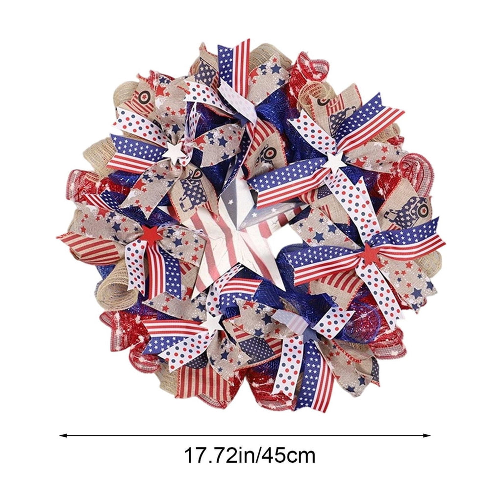 Nkmbld 4th of July Wreaths for Front Door, Independence Day Wreath Red White Blue Flower Wreath for Independence Day Memorial Day Flag Day Decor