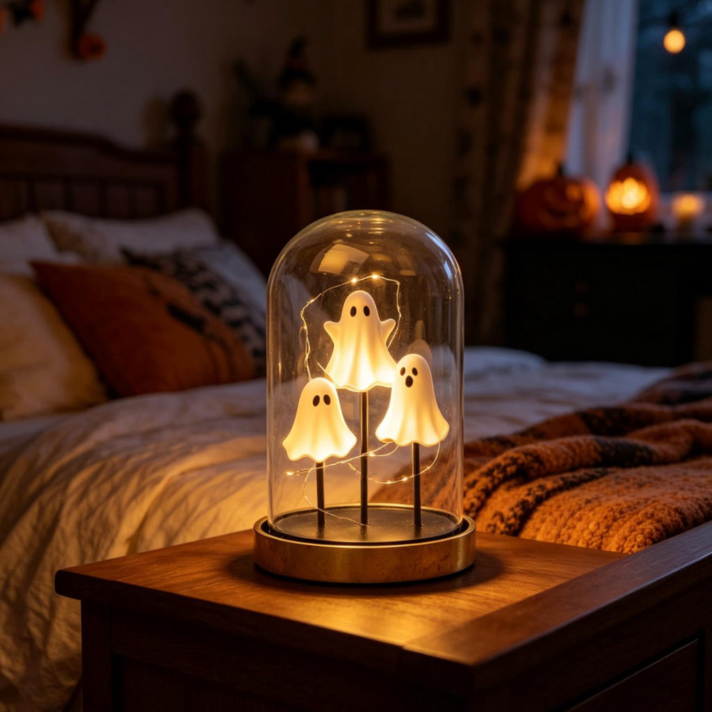 Ghost Night Light Halloween Decorations Bedside Night Light with Tap Control, Dimmable Nursery Decor Lamp, Fun Ghost Gift for K*ids, Halloween Room Decor, Ghost Lamp