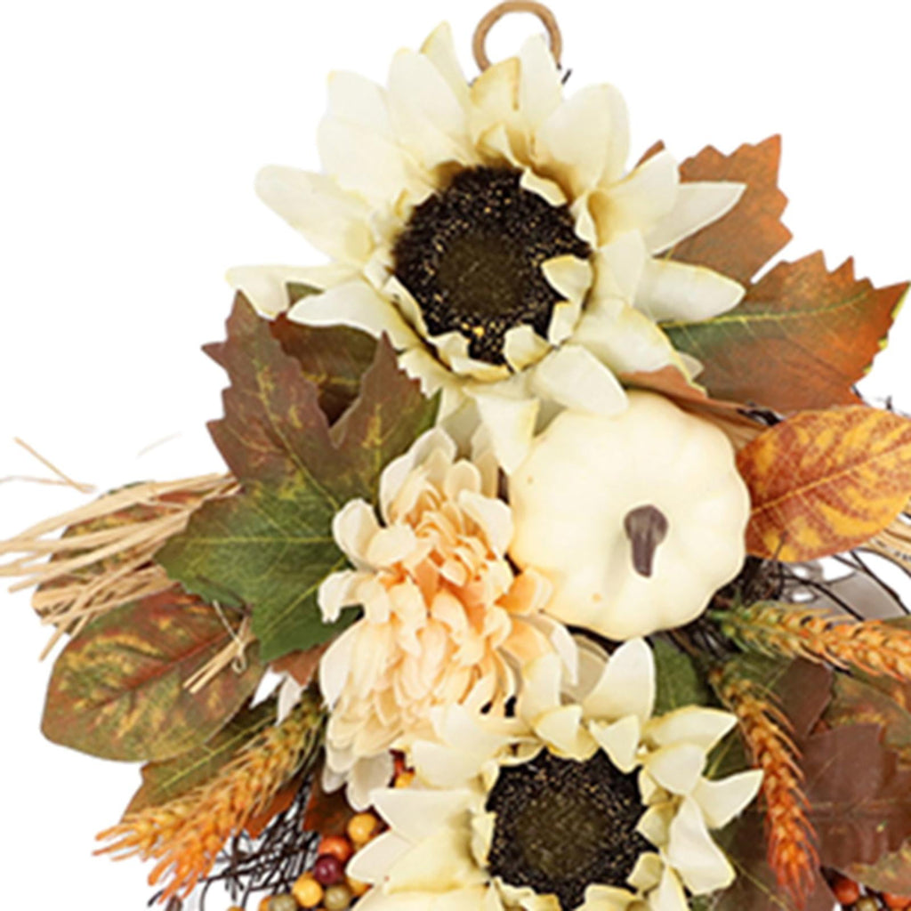 Artificial Wall Swag Fall Harvest Swag Wreath Ornaments Teardrop Wreath Garland for Porch Eaves Stairs Outdoor and Indoor Festivals Window 50cm