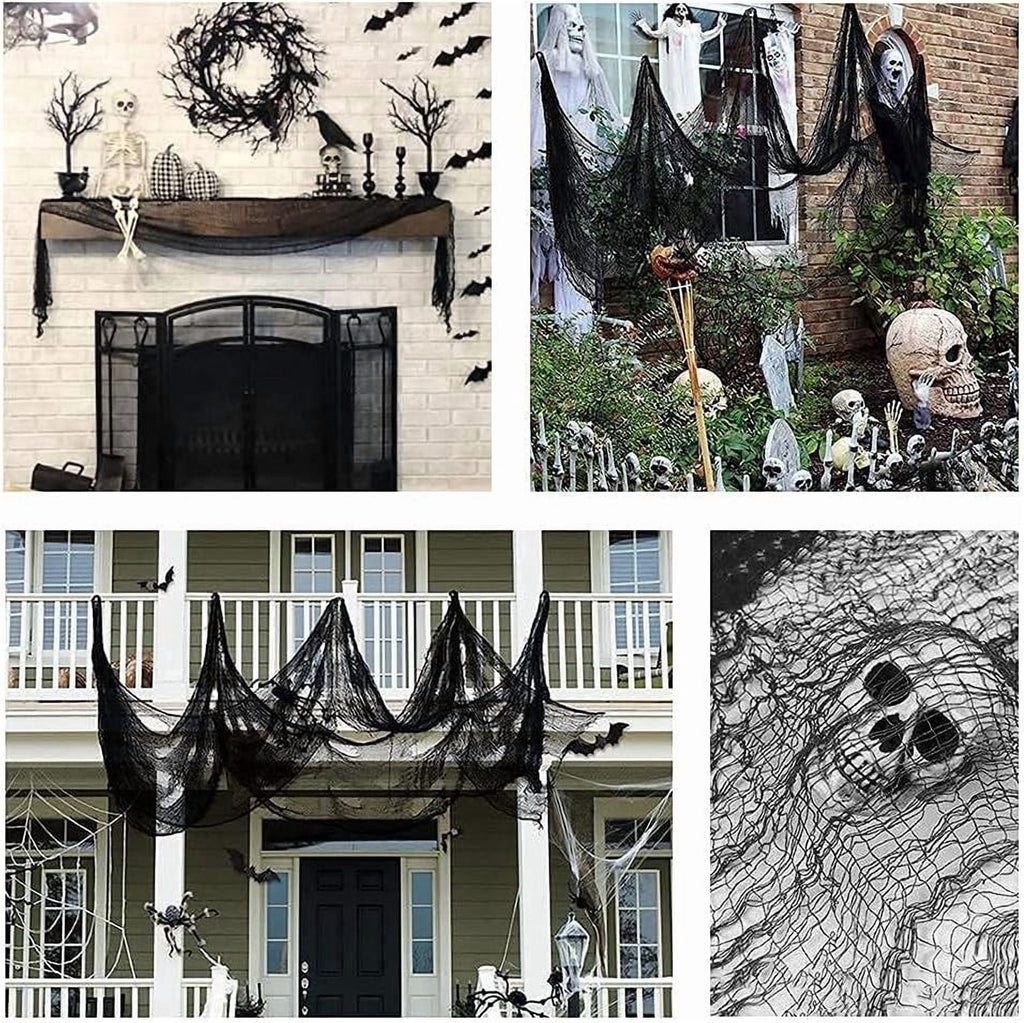 CQHVKQ 5 Pack of Halloween Creepy Gauze Cloth Decoration Set, Indoor Outdoor Black Scary Halloween Gauze Tapestry Decor, Spooky Decorations for Home, Yard, Haunted House & Party Supplies, 72" x 30"