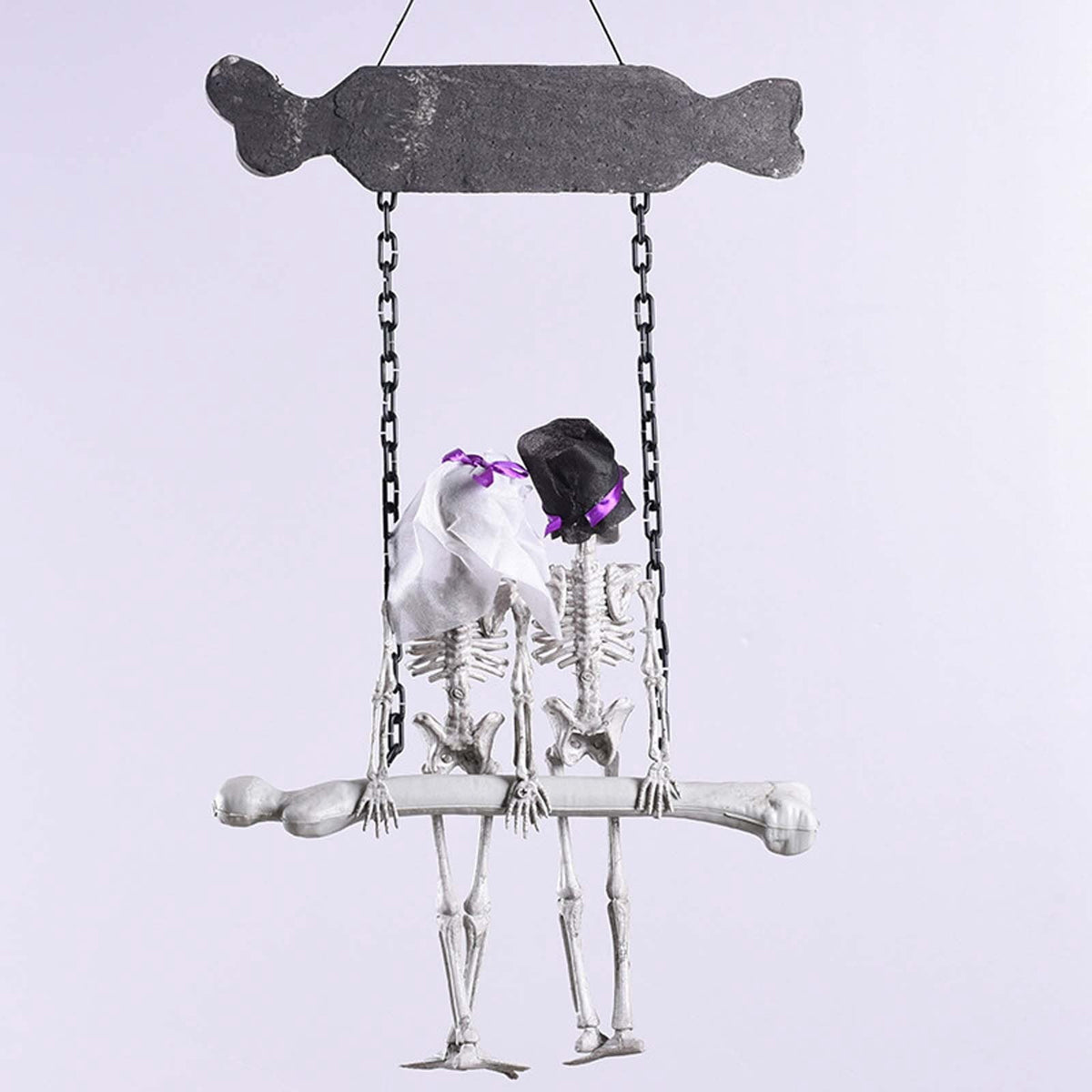 Life Size Halloween Skeleton Decor - Hanging Skeleton Couple Figurine with Realistic Bone Details Spooky Wedding Theme Decorations for Front Door, Porch, Living Room, Bedroom Halloween Party