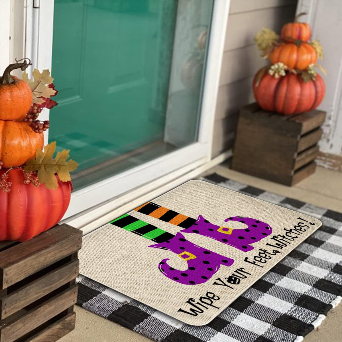 BOOHIT Halloween Door Mat 31x19 Inch Indoor Outdoor Entrance Floor Home Decoration (Witch Feet)