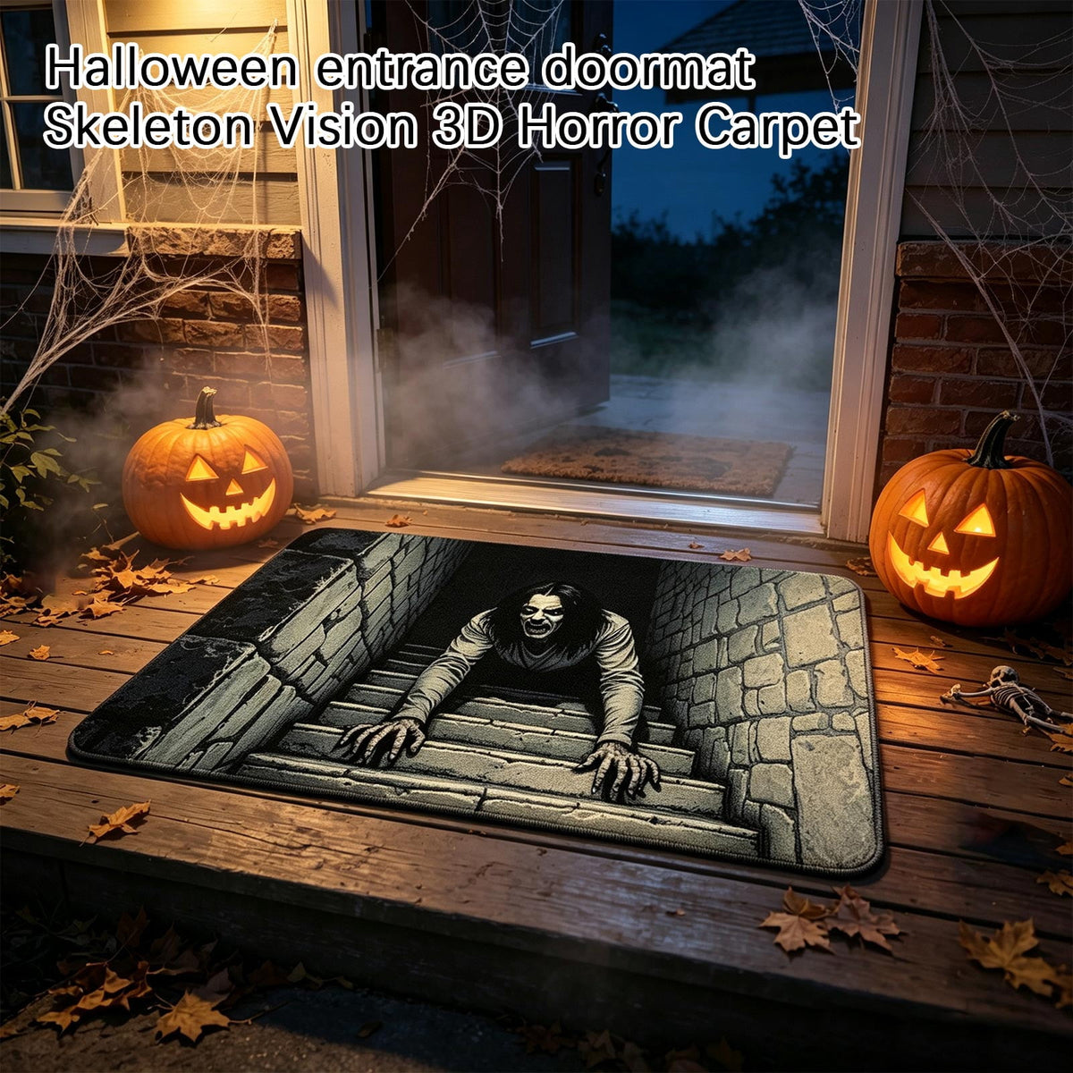 Scary Halloween Decorations Outdoor Spooky 3D Visual 20 Inch Floor Mat Halloween Home Decor Indoor Halloween Front Door Decor Creepy Themed Entrance Rug Deep Grey, 1 Pack