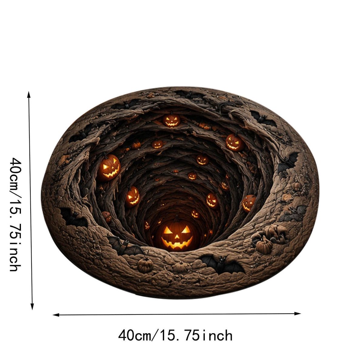Win s Way 3D Illusion Round Halloween Rug Optical Illusion Doormat Non- Washable Entryway Decor Spooky Fall Front Door Mat for Party Decoration Available in 15.8/23.6/31.5 Inch