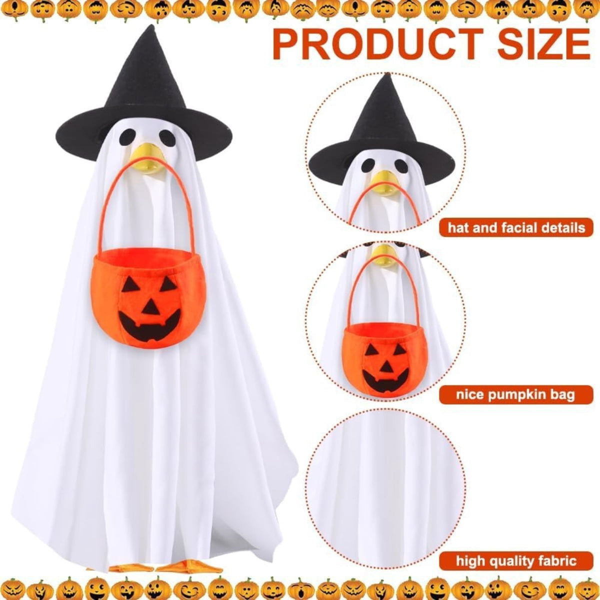 Halloween Garden Porch Decor, Porch Goose Outfits Halloween, 23 Inch Porch Goose Outfits, Witch Dress and Hat Set, Fits 23X11X26 Inch Standing Plush Goose for Front Porch Lawn