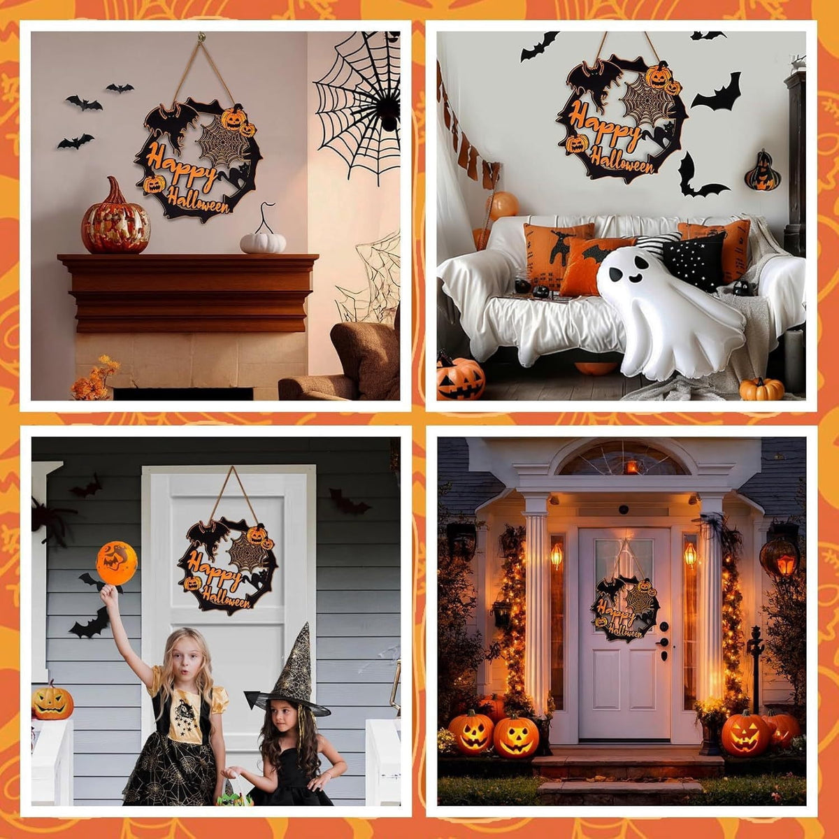 sruoe Halloween Decorations, Indoor Outdoor Halloween Decor, Artificial Wreaths, Halloween Decorations for Outside, Halloween Simulation Decorative Wreath