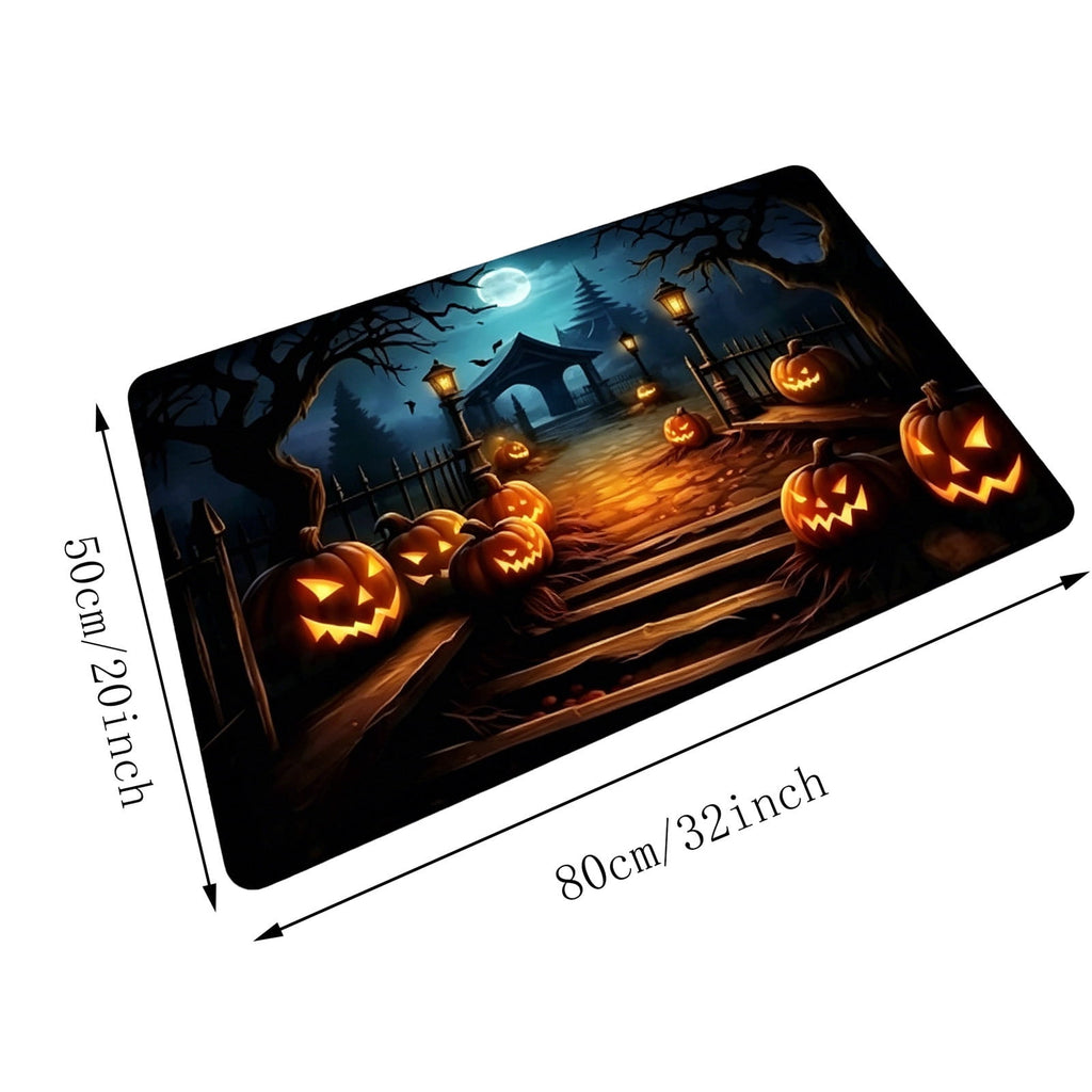 OutmaxHome Halloween Theme Cute Ghost Print Doormat, 15.8x23.6 Inch Non-Slip Absorbent Mat, Easy to Clean, for Front Door, Porch, Farmhouse