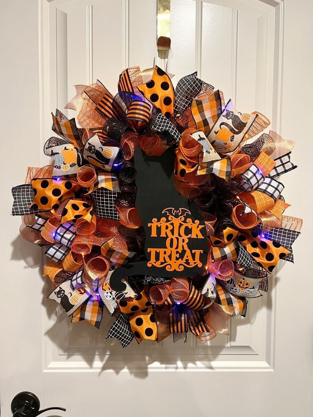 Halloween Decorative Wreath Black Cat Pumpkin Wreath Carnival Trick or Treat Decorative Door Hanging