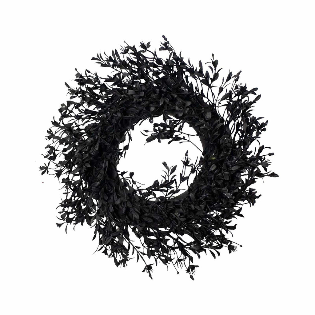 Winter Poetry Upgrade Halloween Thanksgiving Black Wreath, 11.81in Artificial Plant Garland, Waterproof Reusable Door Wall Festival Decor