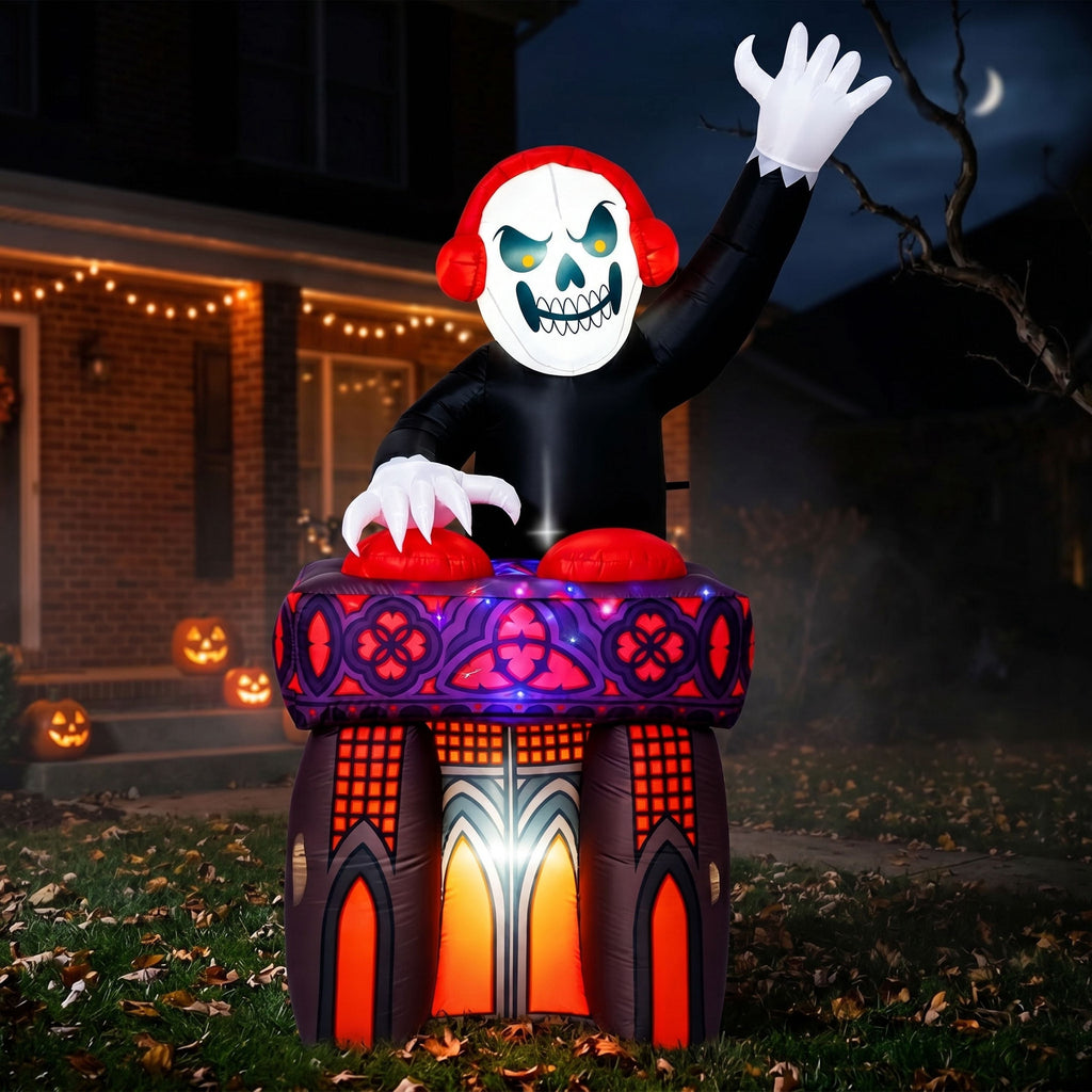 Joyfy 8 FT Halloween Inflatable Skeleton Dinosaur with Build-in LEDs Pumpkin Decorations,Halloween Outdoor Decorations Blow up Yard Decorations