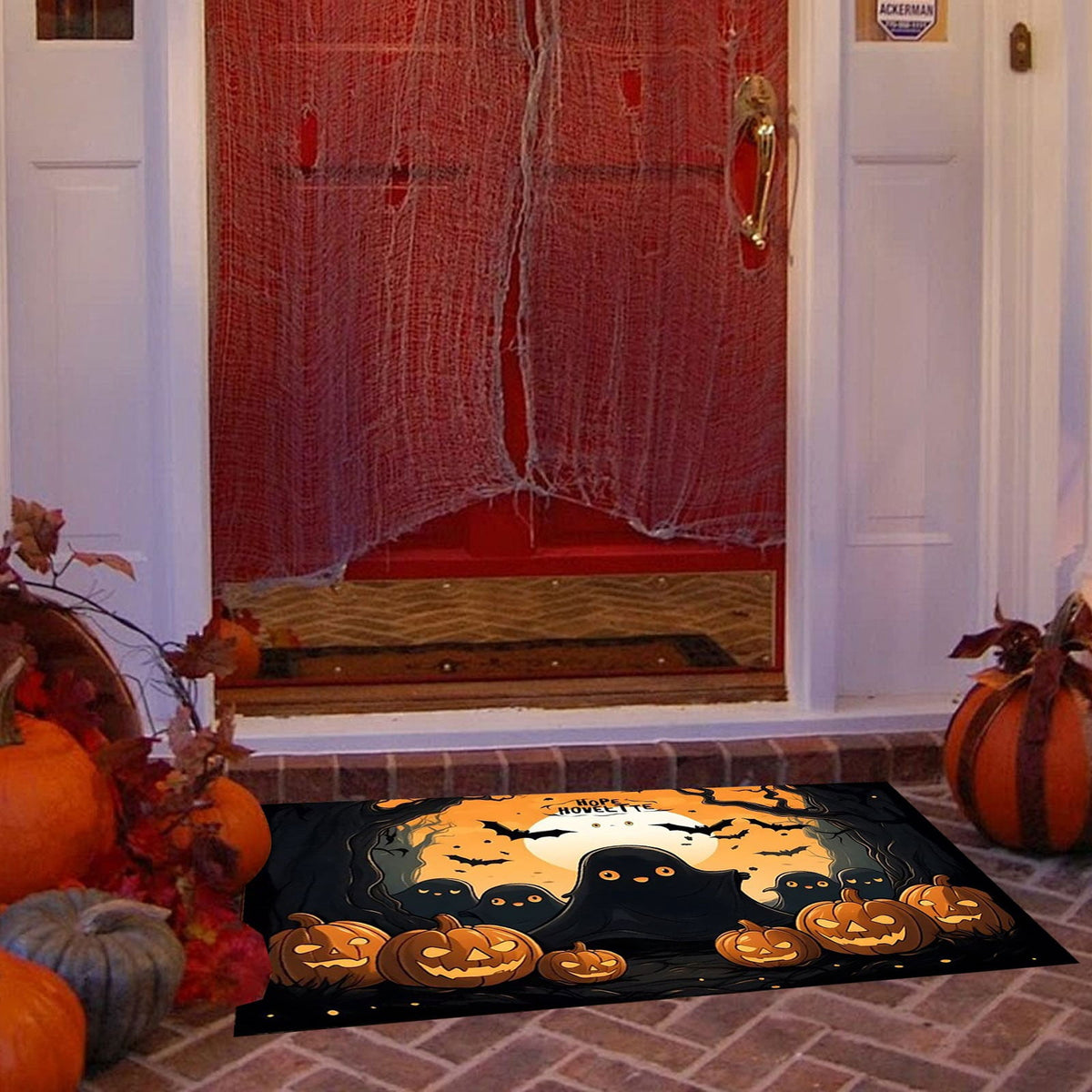 Xuniizn Halloween Mat, 16X24" Velvet Halloween Door Mat for Outside Entrance, Spooky Halloween Rug for Outdoor & Indoor, Non Slip Washable Halloween Doormat, Halloween Bathroom Decor