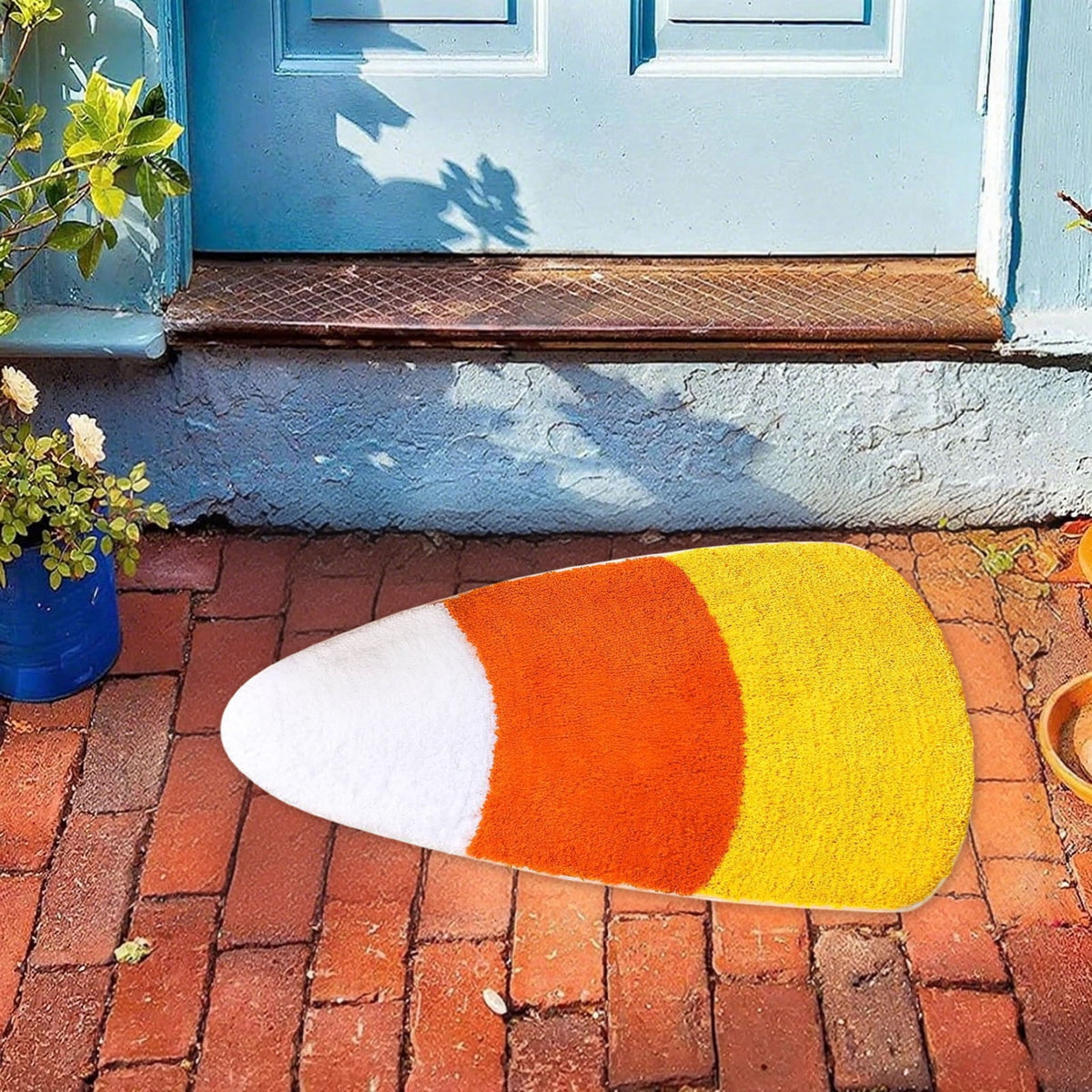 SHENGXINY Halloween Front Door Mat for Home Entrance Washable Floor Mat Flannel Like Fall Thanksgiving Oval Door Mat Non Slip Entryway Rug