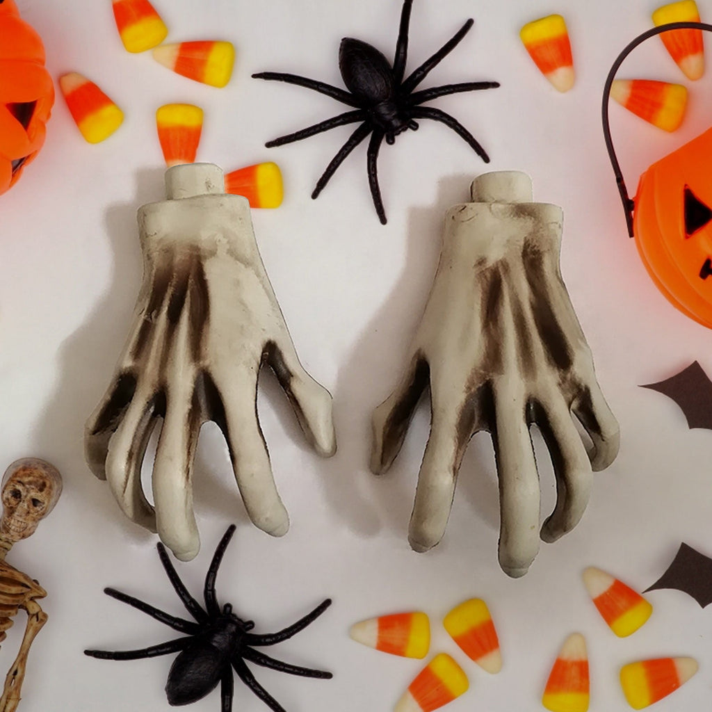 CoreLiving Life-Size Skeleton Hands, Halloween Decorative Props for Tabletop & Mantel, Spooky Gothic Home Decor, Realistic Plastic Party Accents, Set of 1