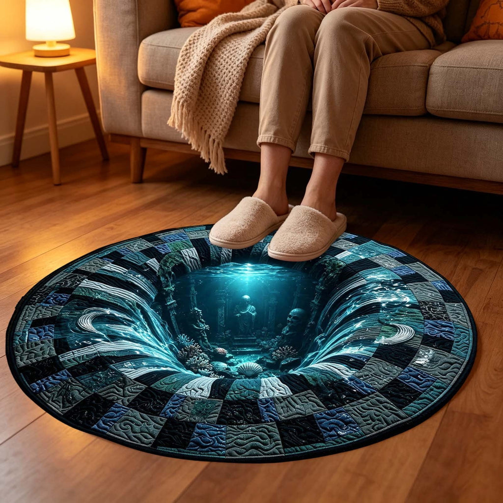 Win s Way 3D Illusion Round Halloween Rug Optical Illusion Doormat Non- Washable Entryway Decor Spooky Fall Front Door Mat for Party Decoration Available in 15.8/23.6/31.5 Inch