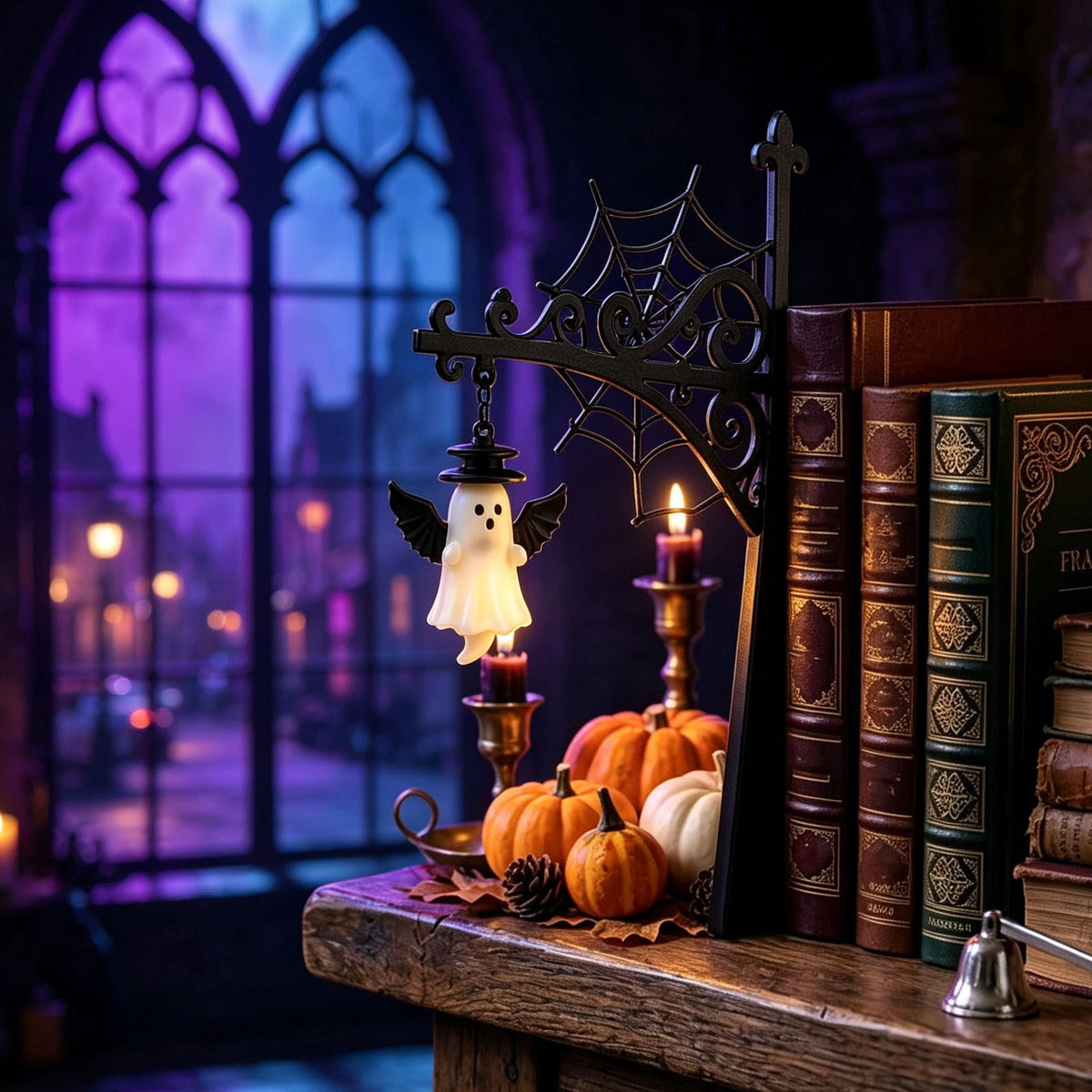 Diceymbol 11.81 Inch Halloween Ghost Night Light, Witch Hat Ghost Lamp with Jack O Lantern, Halloween Decorations Indoor for Table Mantel Party Decor