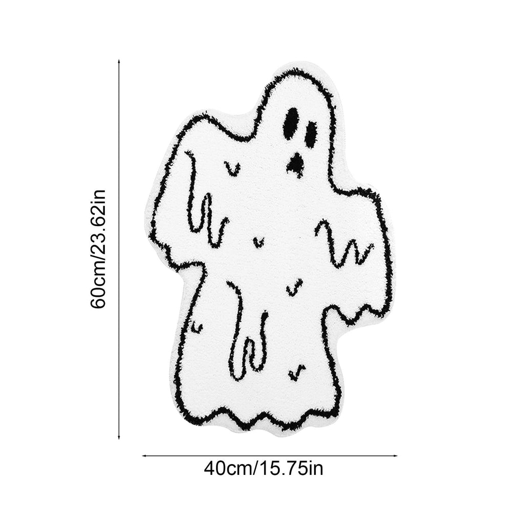 Halloween Decor White Ghost Rug 24x16 inches, Handmade Tufted Fluffy Aesthetic Area Rugs, Cute Soft Cool Non Slip Floor Carpet Bath mat, Living Room, Bathroom, playroom, Kitchen