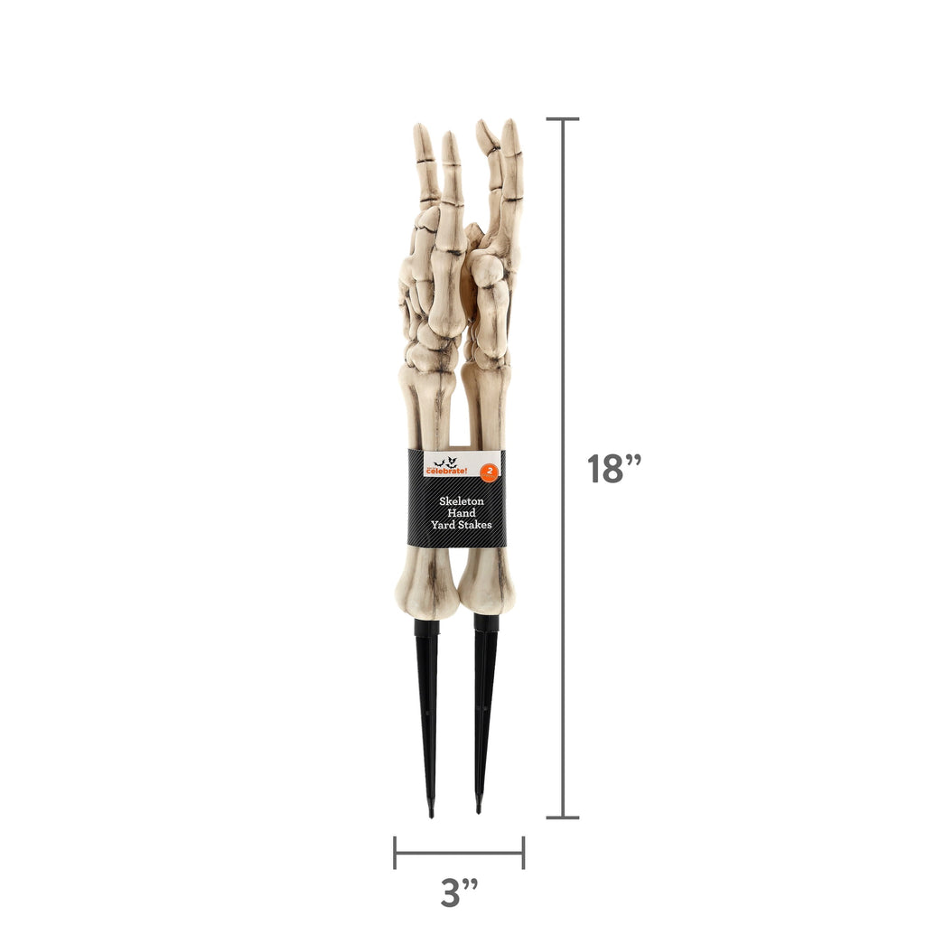 Skeleton Hand Yard Stakes Outdoor Decoration, White, 18.1", 2 Count, Halloween by Way To Celebrate