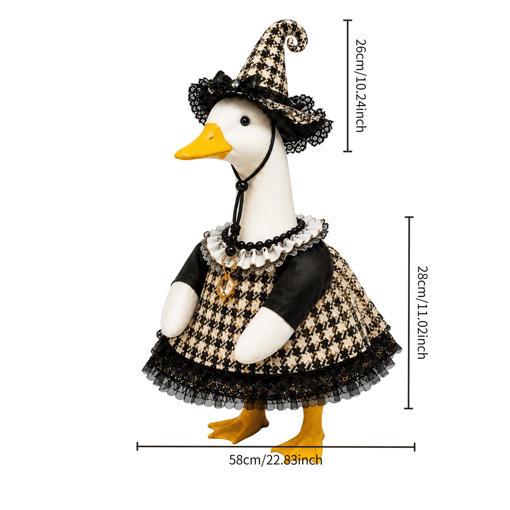 Halloween Garden Porch Decor, Porch Goose Outfits Halloween, 23 Inch Porch Goose Outfits, Witch Dress and Hat Set, Fits 23X11X26 Inch Standing Plush Goose for Front Porch Lawn