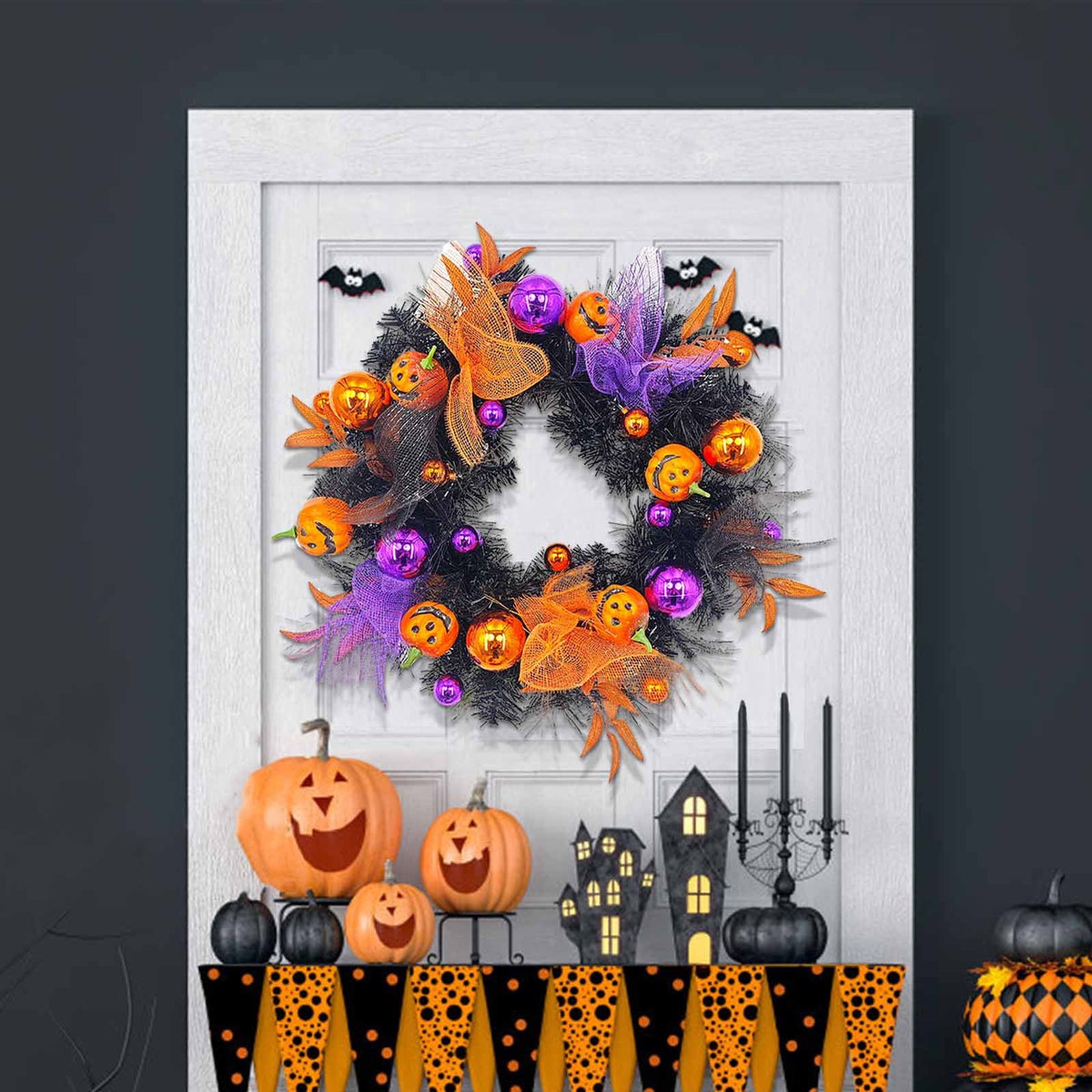 SPOORYYO 2Pcs Fall Maple Leaves Stems for Vase, Artificial Autumn Fake Leaves Decor, Maple Leaf Bushes Shrubs for Thanksgiving Halloween Home Farmhouse Table Centerpiece, 12.99" x 7.87"
