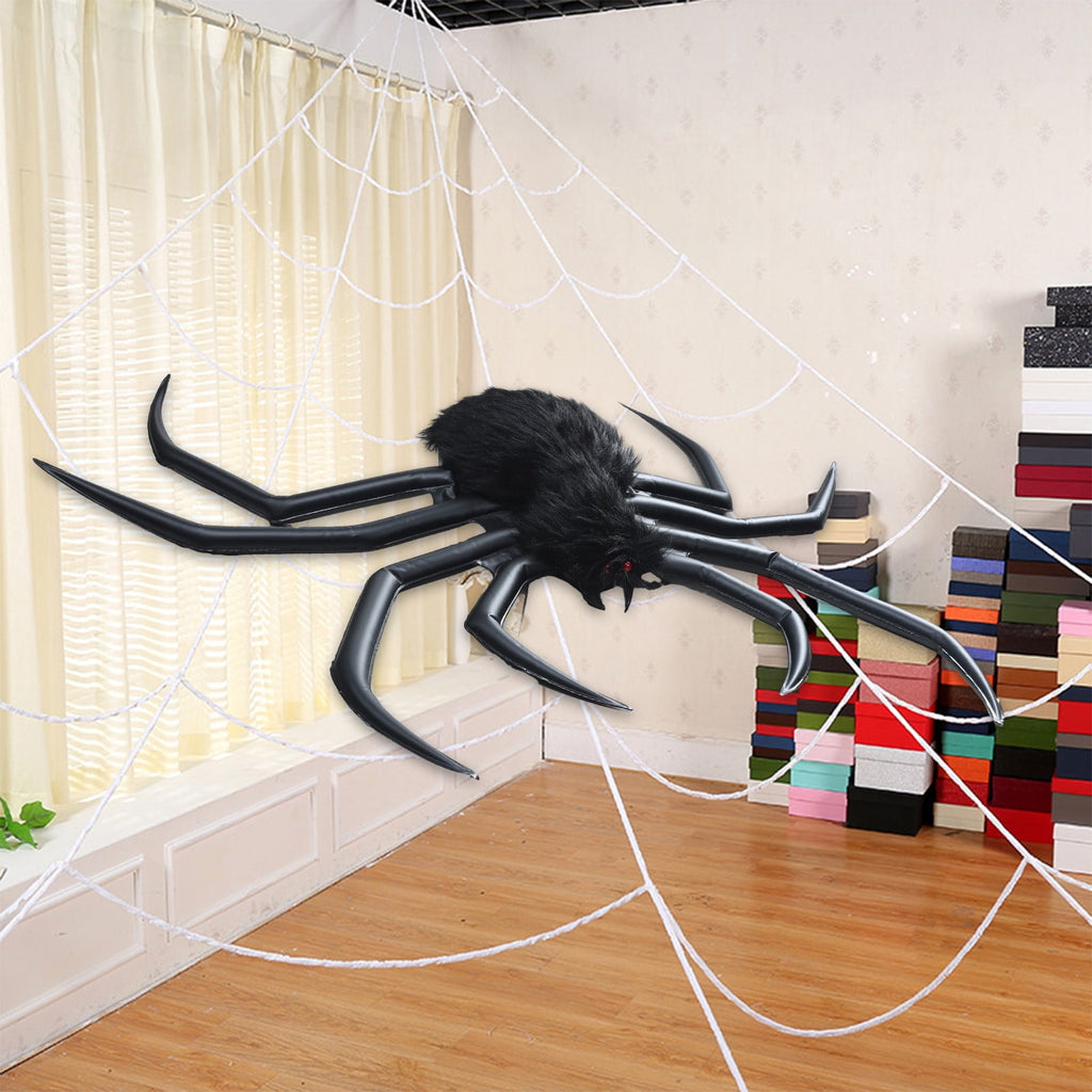Halloween Inflatable Spider Halloween Outdoor Decorations Hairy Black Spider Scary Giant Spider Indoor Outdoor Blowup Spider Decoration Props For Halloween Yar