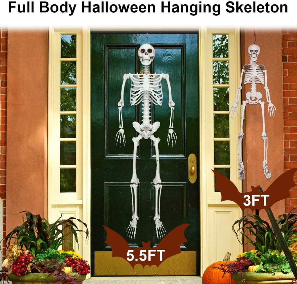Gamexcel Scary Props Decoration, with Bag, Halloween Skeleton Bones Skull, Life Size, for Graveyard Scene Haunted Houses, 35 Pieces