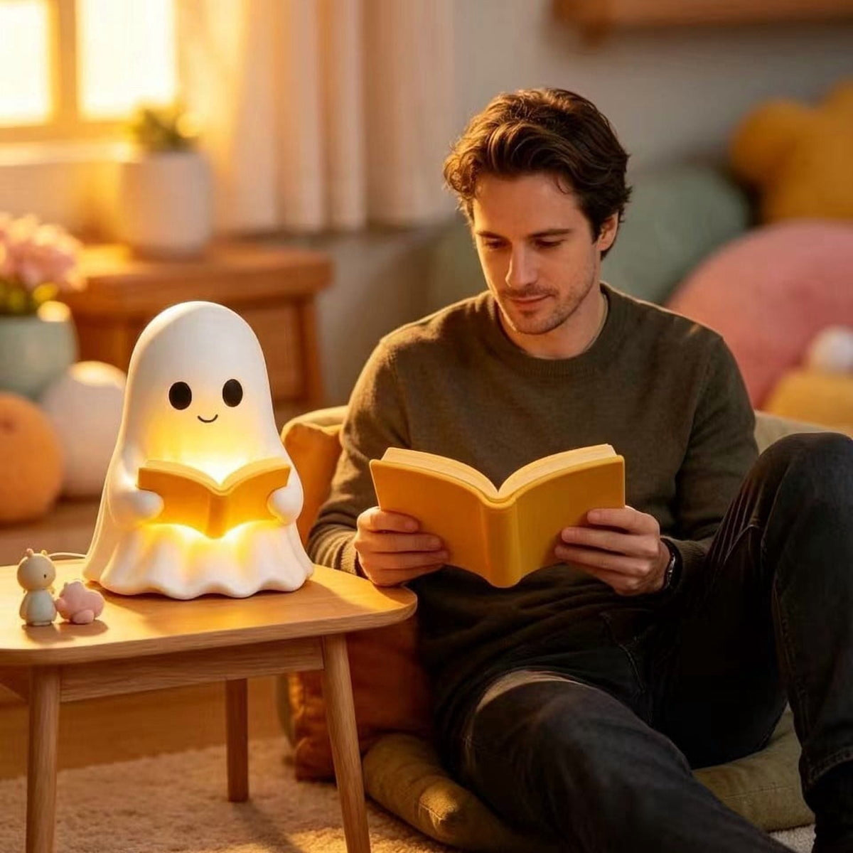 Diceymbol 11.81 Inch Halloween Ghost Night Light, Witch Hat Ghost Lamp with Jack O Lantern, Halloween Decorations Indoor for Table Mantel Party Decor