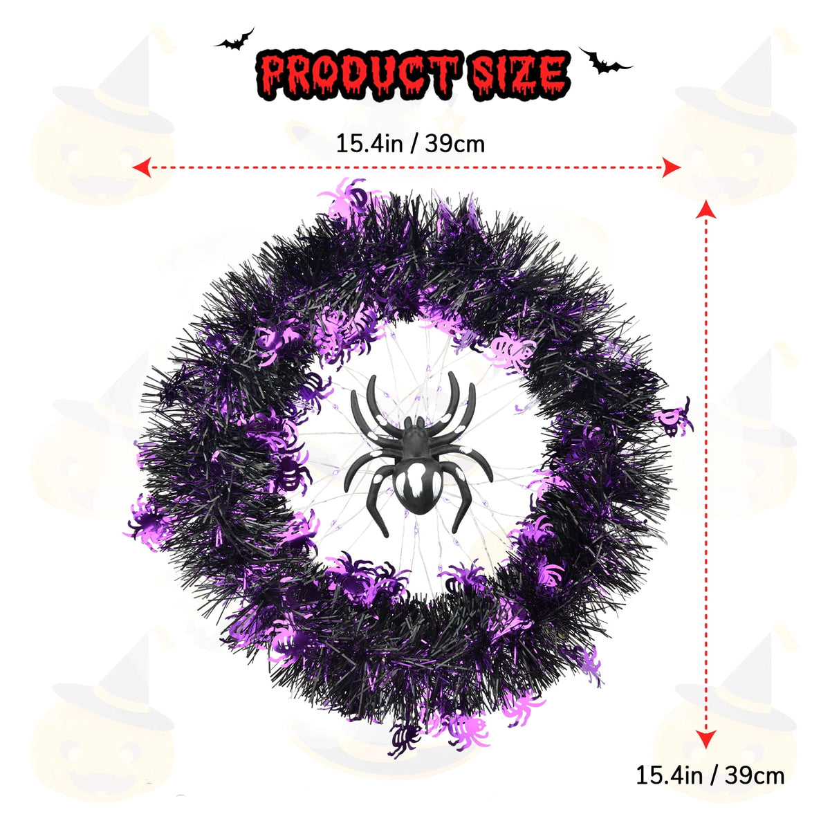 Halloween Spider Garland Front Door Wall Hangings Halloween Horror Party Atmosphere Decoration LED Luminous Wreath