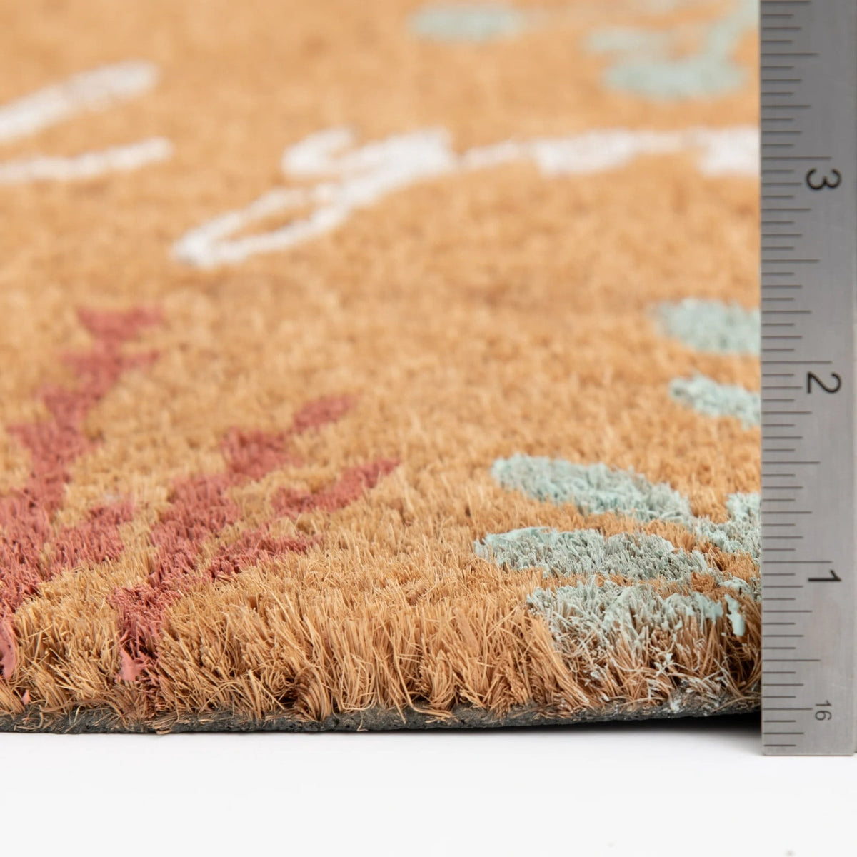 Lypsnake Natural Coco Coir Doormat - "Love Grows Here" Printed with Delicate Floral Pattern, Non-slip Absorbent Entry Mat for Home Entrance Porch Patio and Outdoor Decoration