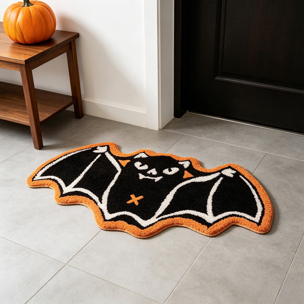 Halloween Decor White Ghost Rug 24x16 inches, Handmade Tufted Fluffy Aesthetic Area Rugs, Cute Soft Cool Non Slip Floor Carpet Bath mat, Living Room, Bathroom, playroom, Kitchen