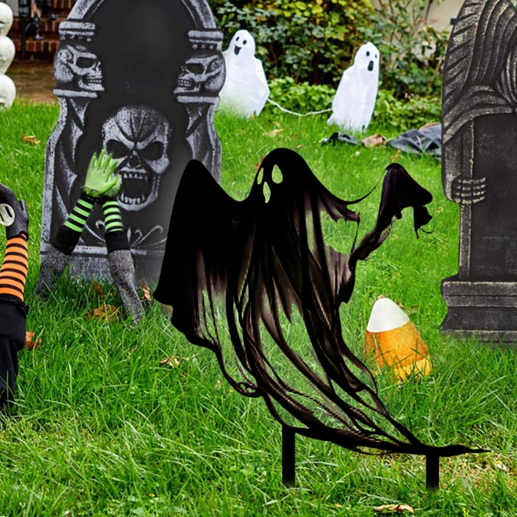Halloween Drifting Ghost Ground Stake Metal Stake for Garden and Courtyard Decor