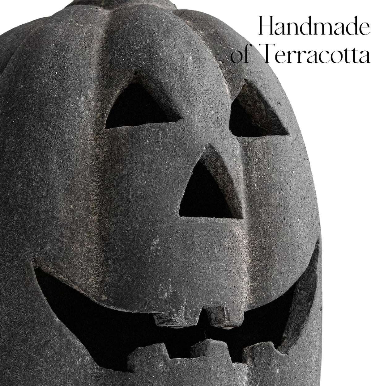 Halloween Decorations Outdoor - Fall Decor - 9.8"H Black Handmade Resin Jack O Lantern Pumpkin - Indoor Outside Gothic Festival House Centerpiece Decoration for Table Garden Living Room Mante