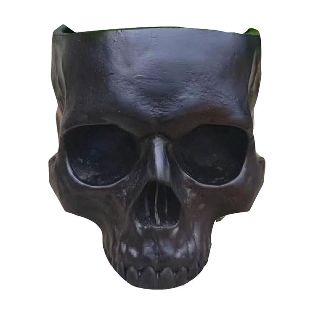 AuroraX Halloween Skeleton Head Plantser Halloween Resin Skull Flower Pot Indoor Spooky Cactus Candy Halloween Desk Decoration Black