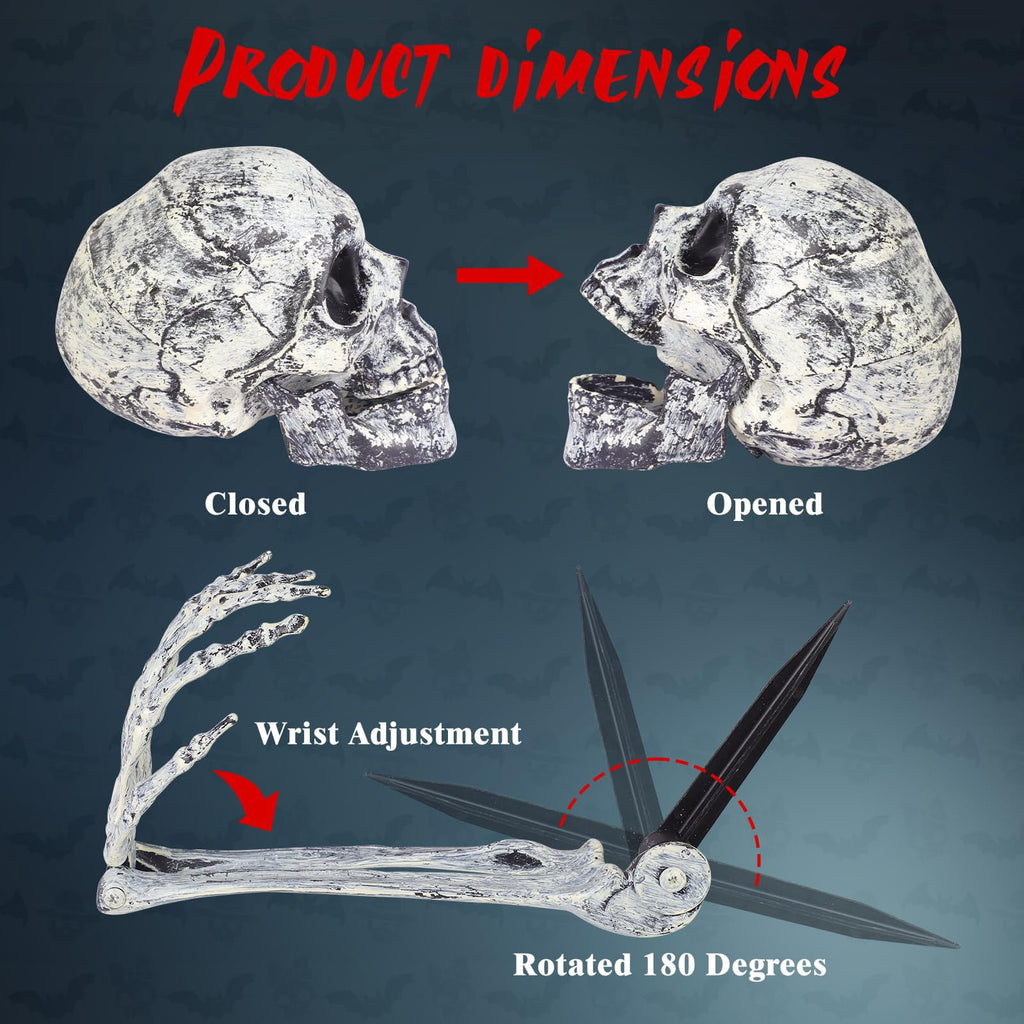 WETRBWEH Halloween Skeleton Stakes with Crow and Red Eyes Garden Halloween Decorations for Lawn Outdoor