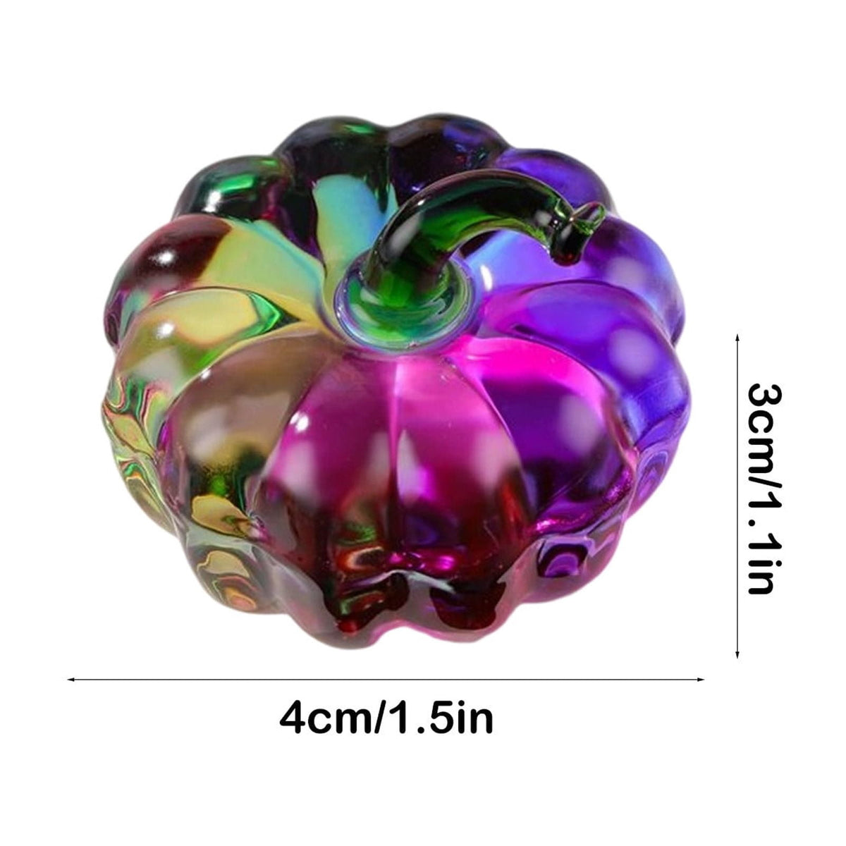 Fall Decor Mini Blue Hand Blown Glass Pumpkin Figurine Transparent Crystal Pumpkin with Green Stem Art Glass Fruit Tabletop Decor for Home Office Shelf Thanksgiving Halloween Gift