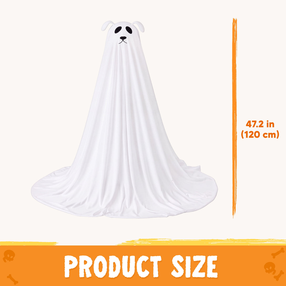 Joyfy 47"Cute Ghost Dog Halloween Decoration Outdoor, Reusable Spooky Standing Dog with Stakes, Soft White Light LED & 6 Hours ON + 18 Hours OFF Timer, Adorable Halloween Decor for Front Porch Yard